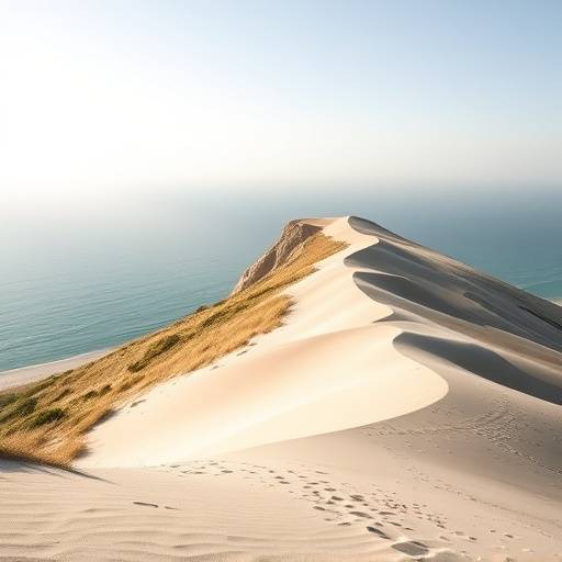 Une vue panoramique sur la Dune du Pilat, la plus haute dune d'Europe, avec l'océan Atlantique en toile de fond.
